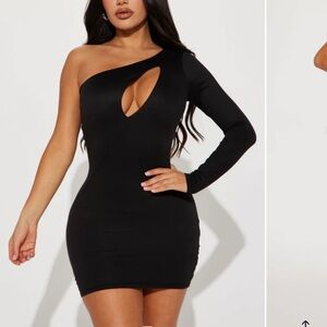 Fashion nova one shoulder black mini dress
